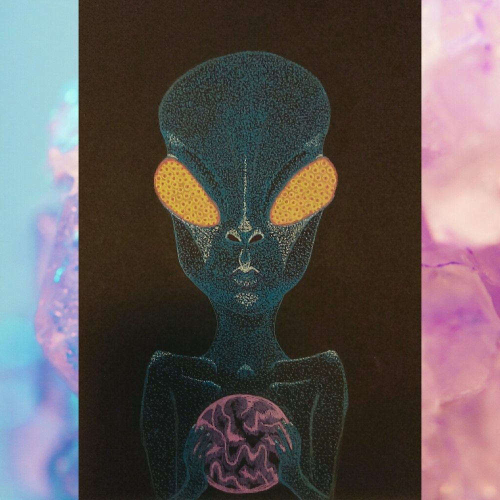Alien Illustration - black light reactive!